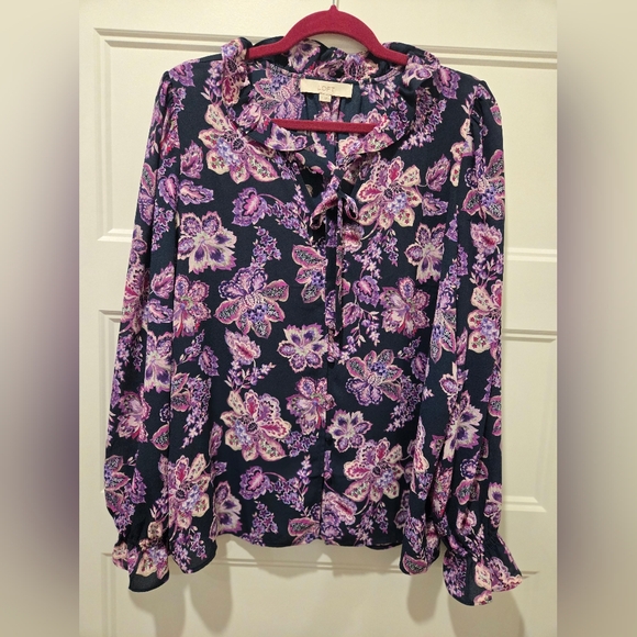 LOFT Tops - Loft Floral Ruffle Blouse